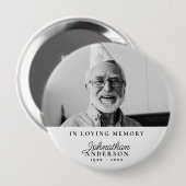 愛する思い出モダンブラック&ホワイト写真葬儀 缶バッジ (正面&裏面)