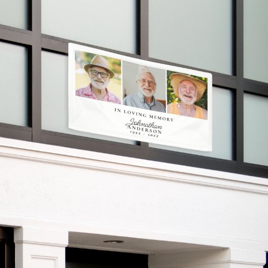 愛する思い出モダン3スタイリッシュ – 写真の葬儀 横断幕 (ビルの外側)