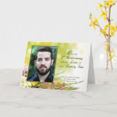 愛する息子の死を記念した2周年カスタムの写真 カード (黄色い花)