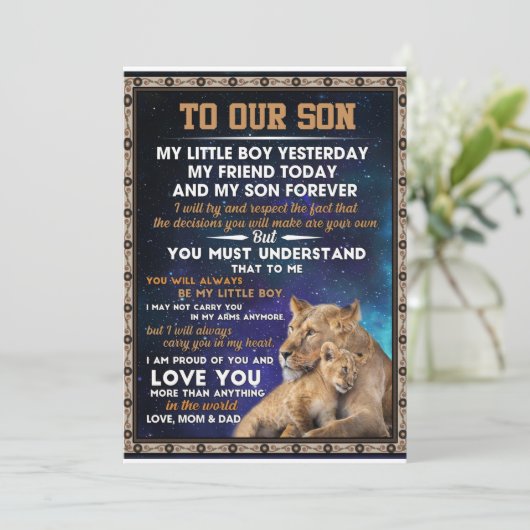 愛する息子へ｜私たちの息子へ、自信を持って、愛している 招待状 (スタンド正面)