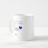 愛する息子へ 誕生日おめでとう - 名前入り コーヒーマグカップ (正面左)
