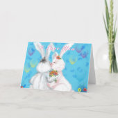 愛する愛するカップルかわいいバニーバレンタインデーのカード カード (正面)