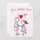 愛する愛するカード愛のカップル – カスタム文字名 シーズンポストカード (正面/裏面)