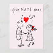 愛する愛するカード愛のカップル – カスタム文字名 シーズンポストカード (正面)