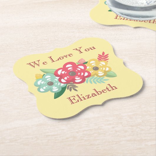 愛する愛のフローラパーソナライズ ペーパーコースター (アングル)