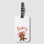 愛する愛の愛の赤いパンダ ラゲッジタグ (正面縦)
