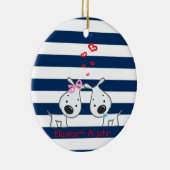 愛する愛ストライプの愛の犬パーソナライズされた セラミックオーナメント (右)