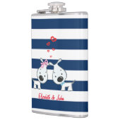 愛する愛ストライプの愛の犬パーソナライズされた フラスク (左)