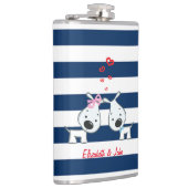 愛する愛ストライプの愛の犬パーソナライズされた フラスク (右)