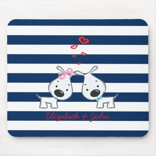 愛する愛ストライプの愛の犬パーソナライズされた マウスパッド (正面)