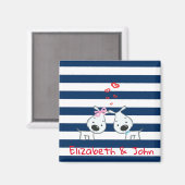 愛する愛ストライプの愛の犬パーソナライズされた マグネット (正面/裏面)