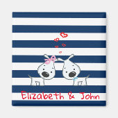 愛する愛ストライプの愛の犬パーソナライズされた マグネット (正面)