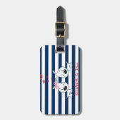 愛する愛ストライプの愛の犬パーソナライズされた ラゲッジタグ (正面縦)