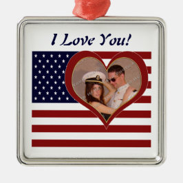 愛する愛国旗 – あなたの写真の装飾 メタルオーナメント