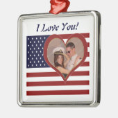 愛する愛国旗 – あなたの写真の装飾 メタルオーナメント (左)