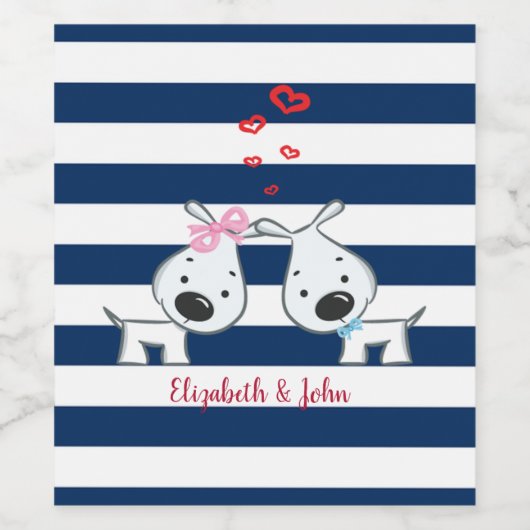 愛する愛犬ストライプたちパーソナライズされた ワインラベル (シングルラベル)