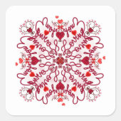 愛する手書きのシームレスなドゥードルバレンタイン スクエアシール (正面)