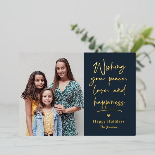 愛する手紙フォイルホリデーカードクリスマスカード 箔招待状 (立ち正面)