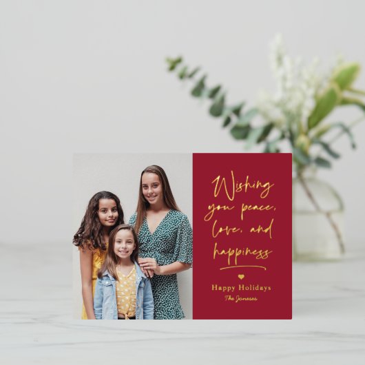 愛する手紙フォイル写真の休日はがき 箔シーズンポストカード (立ち正面)