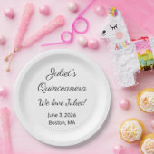 愛する手紙：白と黒のキンセアニェラ ペーパープレート (パーティー)