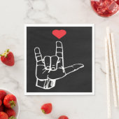 愛する手署名ASLギフト男性女性バレンタイン スタンダードランチョンナプキン (インサイチュ)