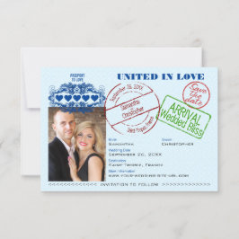愛する旅先へのパスポート結婚式ネイビーブルー セーブザデート
