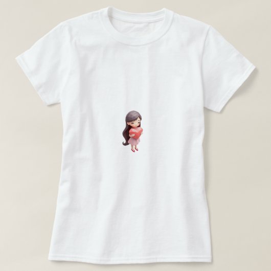 愛する最初のかわいいハート台本の女性 Tシャツ (デザイン正面)