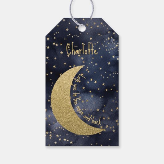 愛する月とバックに愛のギフトカスタムラベル ギフトタグ (正面)