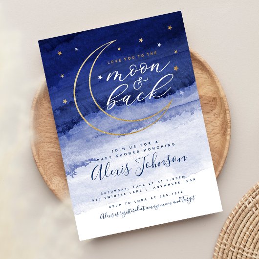 愛する月とバックベビーシャワー招待状 招待状