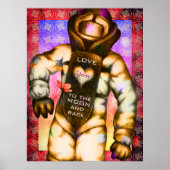 愛する月の宇宙飛行士スケッチカッコいい宇宙 ポスター (正面)