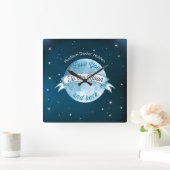 愛する月の黒板バナーベビー スクエア壁時計 (ホーム)