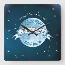 愛する月の黒板バナーベビー スクエア壁時計