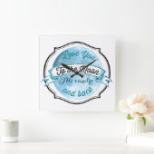 愛する月の黒板バナーベビー スクエア壁時計 (ホーム)