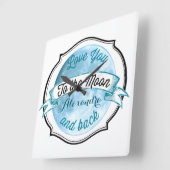 愛する月の黒板バナーベビー スクエア壁時計 (傾斜)