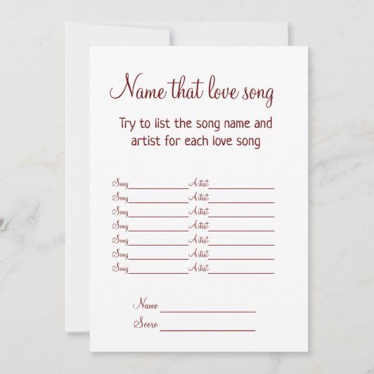 愛する歌のブライダルシャワーゲーム シーズンカード (正面)