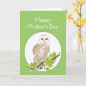 愛する母の日、かわいい納屋ふくろう カード (黄色い花)