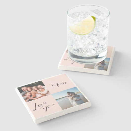 「愛する母」母親への感傷的な写真贈り物 ストーンコースター (横)