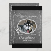 愛する永遠に犬の記念記念カード 案内状 (正面/裏面)