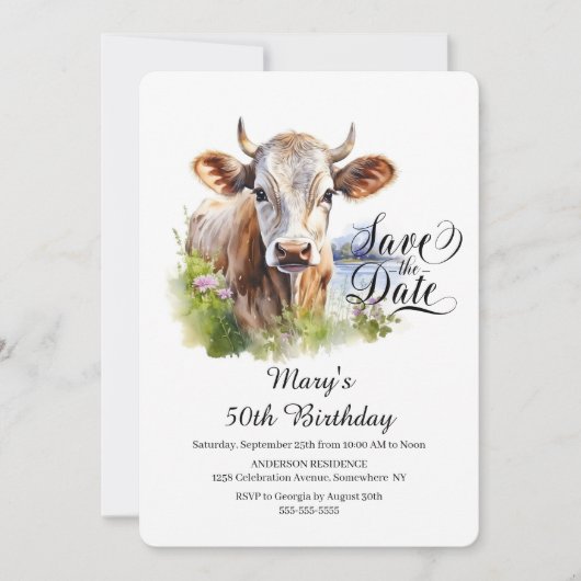 愛する牛の50歳の誕生日を除く 招待状 (正面)