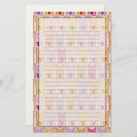 愛する猫と可愛いハート 便箋 (正面/裏面)