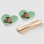 愛する猫カップル共有ラットのミントグリーン ハンドファン (組立なし)