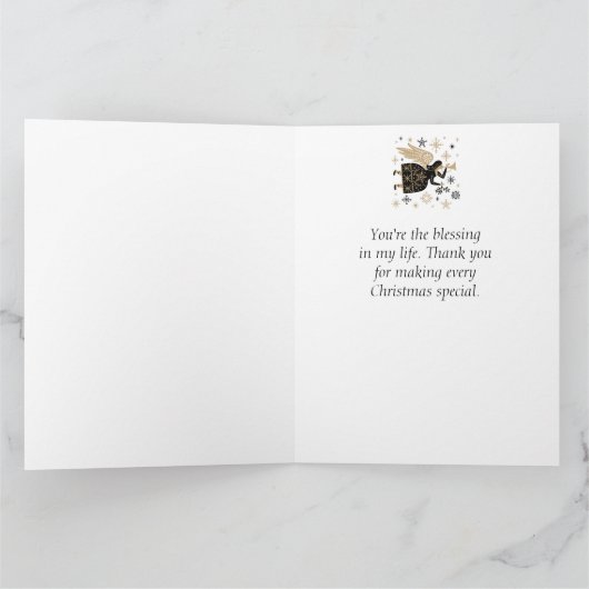 愛する男性に特別な天使のカードをクリスマスプレゼントに カード (内部)