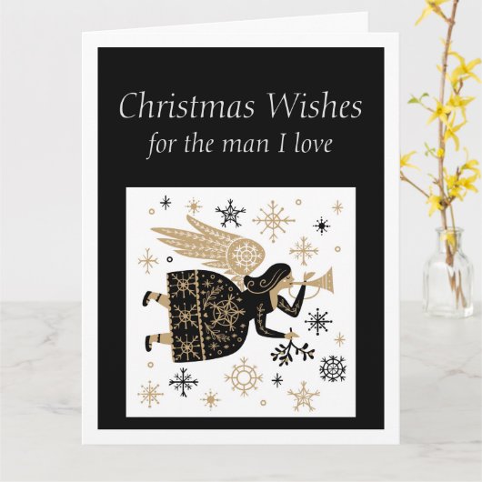 愛する男性に特別な天使のカードをクリスマスプレゼントに カード (黄色い花)