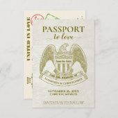 愛する白いパスポートおもしろい行き先結婚式 セーブザデート (正面/裏面)