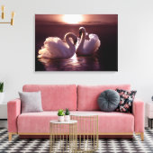 愛する白鳥が形をつくるハート キャンバスプリント (インサイチュ (リビング))