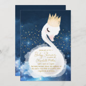 愛する白鳥インスパイアの赤ちゃんシャワー 招待状 (正面/裏面)