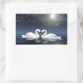 愛する白鳥 長方形シール (バッグ)