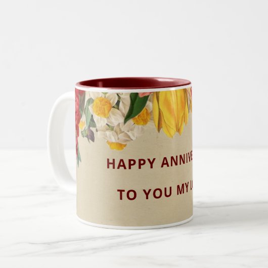愛する皆様に対するハッピーアニバーサリー ツートーンマグカップ (正面左)