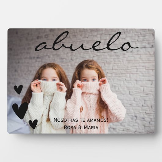 愛する祖父への特別なプレート「Abuelo We Love You」 フォトプラーク (正面)