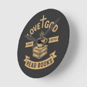 愛する神コーヒーの本を飲読むクリスチャン ラウンド壁時計 (傾斜)